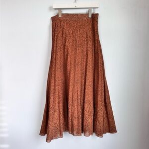 Japan Tan with Black Speckled Patterned Midi Accordion Skirt Size Small